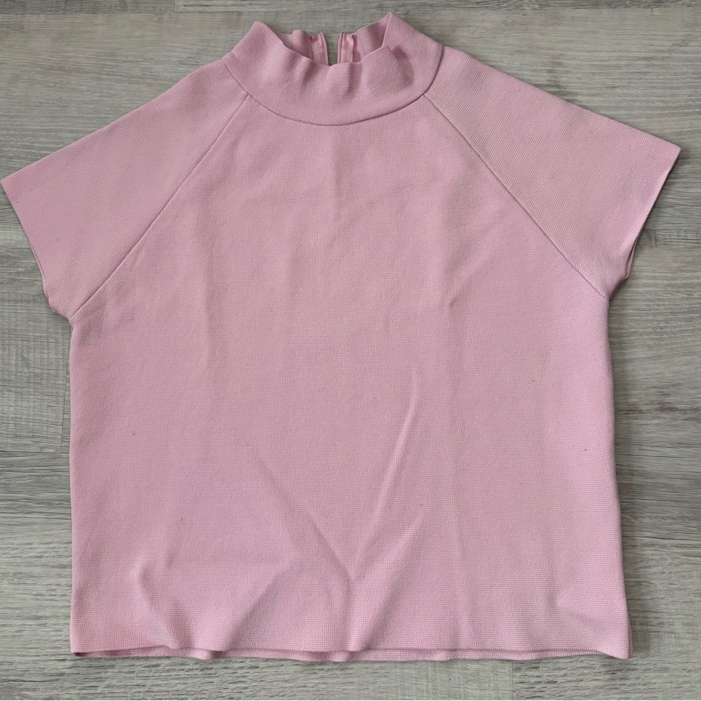 🔥Zara Light Pink Short Sleeve Mock Neck Top